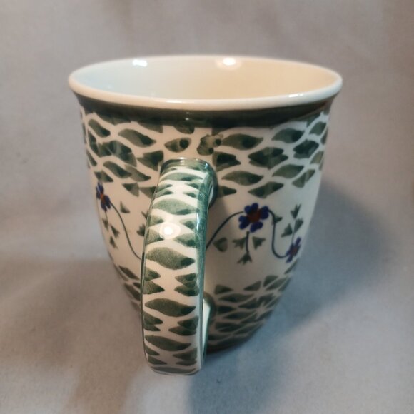 Boleslawiec Polish Pottery Lucky Blue Clover Coffee Mug Tea Cup Preowned 8 Ounce - Picture 4 of 8